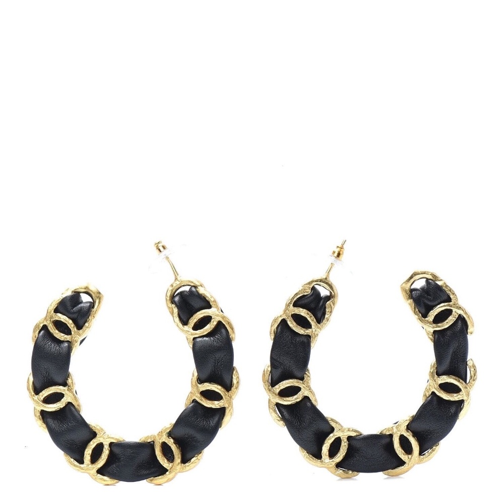 Chanel earrings 2020 Woven Leather CC Hoop Earrings 20P